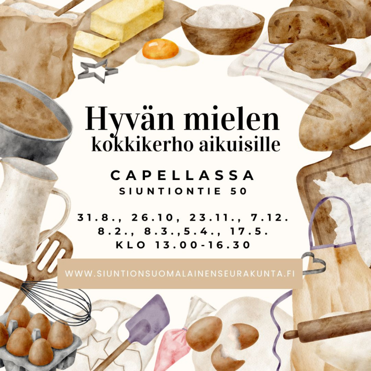Aikuisten kokkikerhon mainos