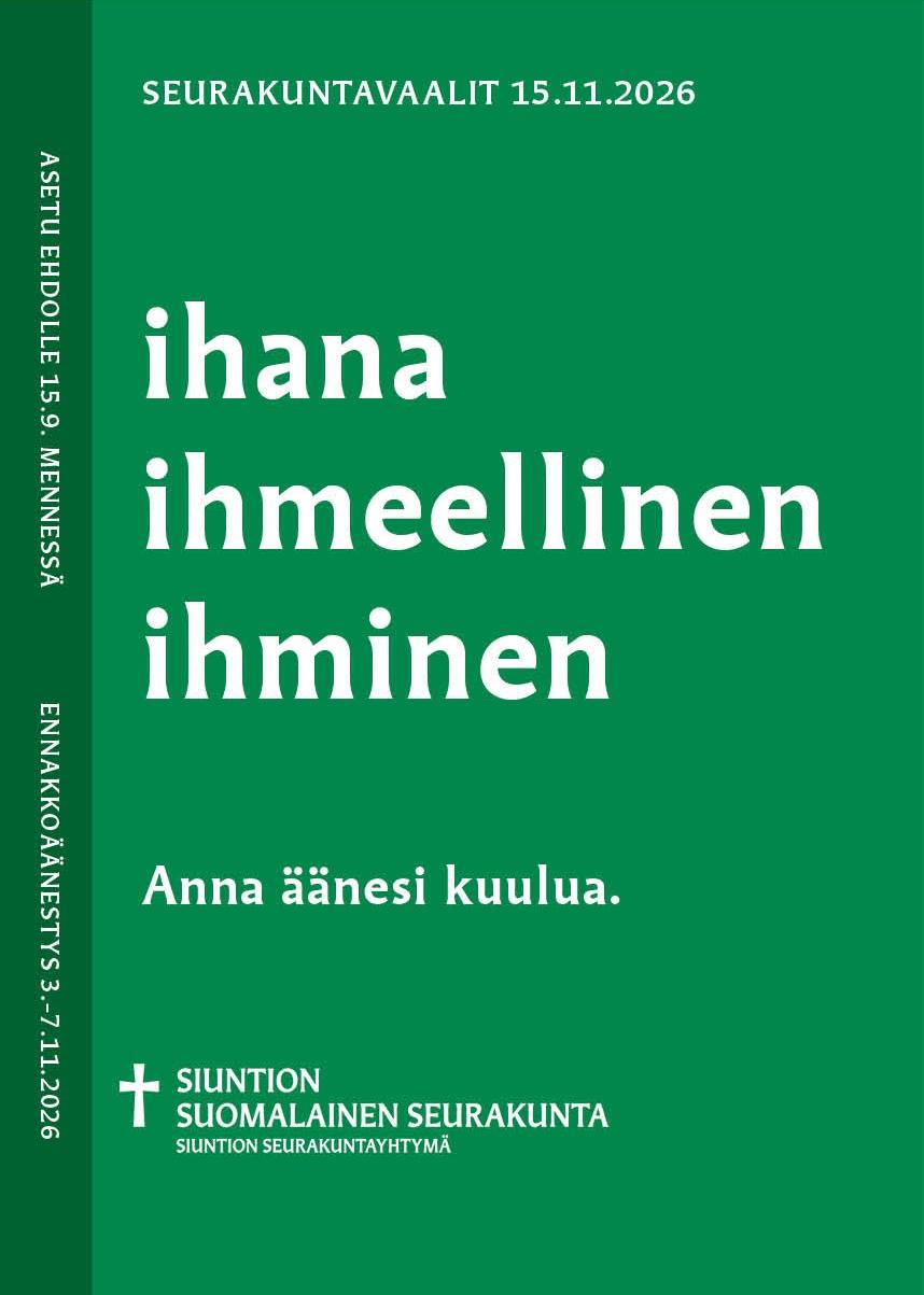 Seurakuntavaalien juliste tekstillä: 